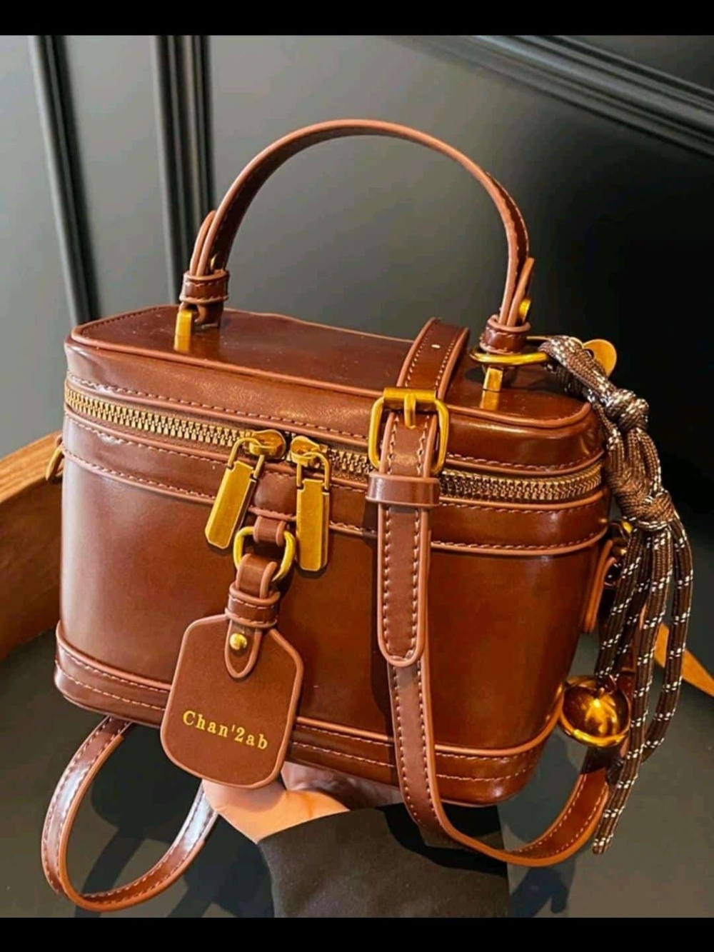 & Other Stories Brown Box Crossbody Bag with Top Handle